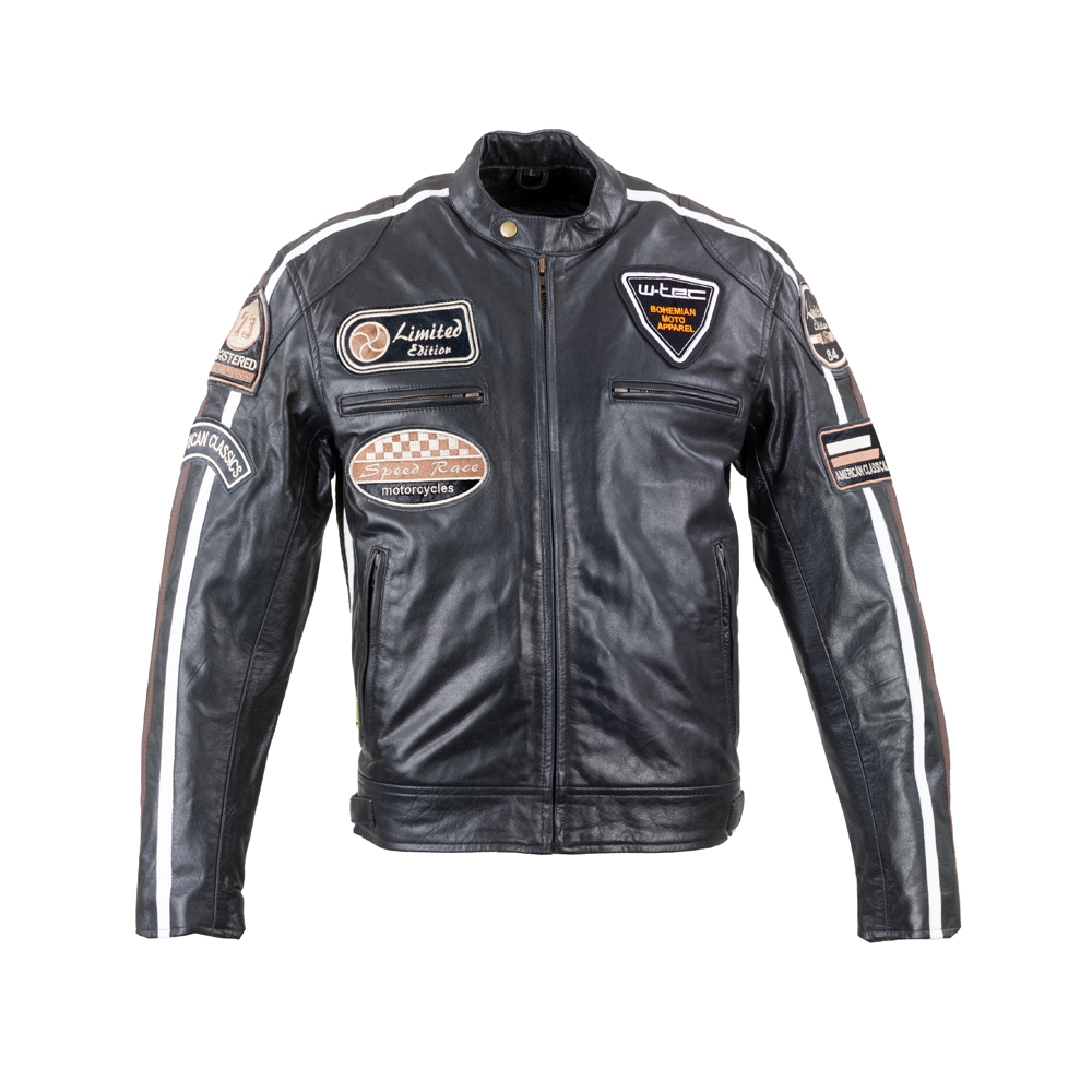 Men’s Leather Motorcycle Jacket W-TEC Black Cracker – Black 6XL – Anta ...